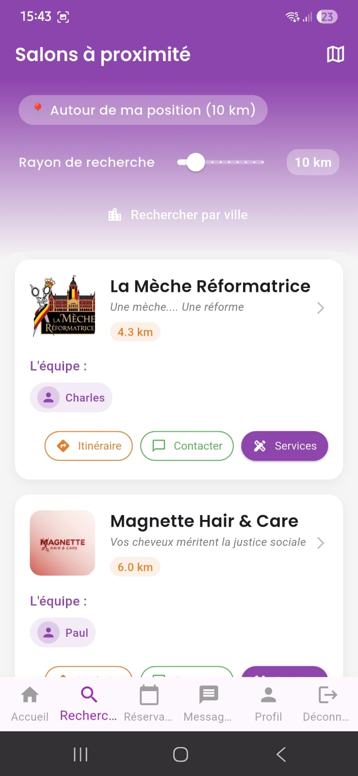 Recherche géolocalisée